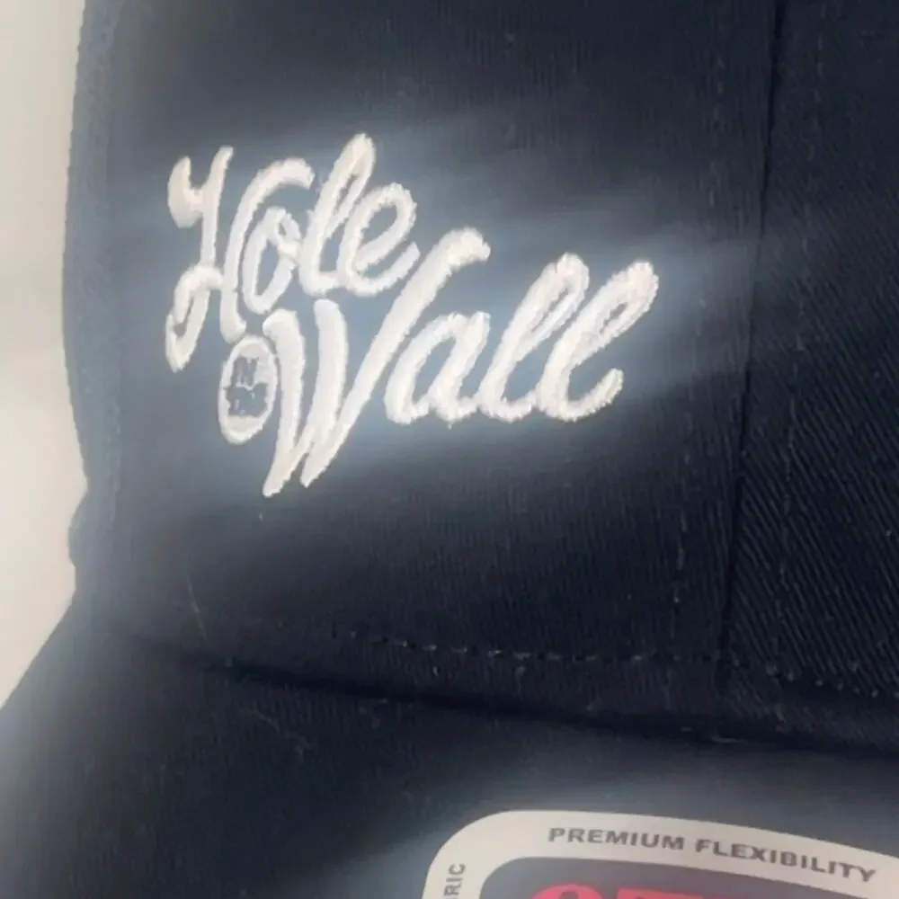 Hole in the Wall Black Flexible Fit L/XL Cap Embroidered White Logo OTTO Trucker